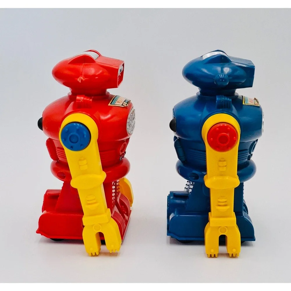 Vintage Karate Robot Battery Operated Toy Lot of 2 Red Blue Made In Hong Kong 7